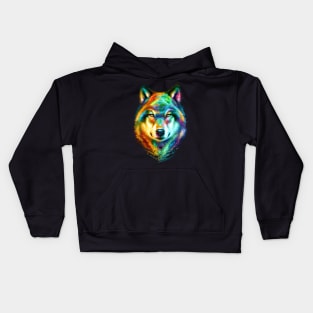 Wolf Face Colorful Painting Kids Hoodie